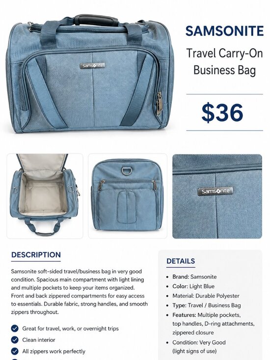 Samsonite Other - Samsonite Expandable Travel Duffel Bag – Durable Carry-On Weekender